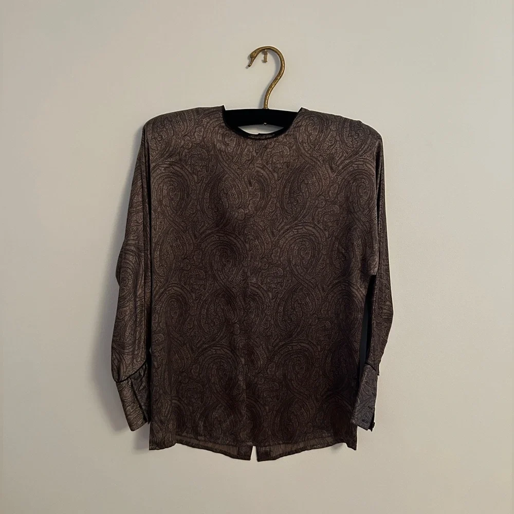 Vintage silk paisley blouse - Picture 1 of 7